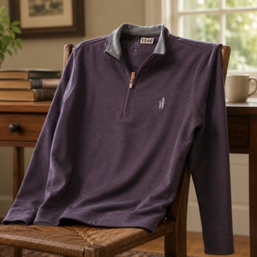johnnie O Mens XL Blue Quarter Zip Mock Neck Cotton Knit Pullover Sweater - Picture 3 of 11
